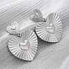 Heart 304 Stainless Steel Dangle Stud Earrings EJEW-Z109-03P-2