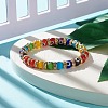 Colorful Evil Eye Lampwork Beaded Stretch Bracelet with Crystal Rhinestone for Women BJEW-JB07872-01-2