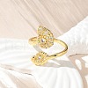 Brass Micro Pave Clear Cubic Zirconia Cuff Rings for Women RJEW-A061-01G-1