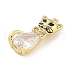 Brass Micro Pave Clear Cubic Zirconia Glass Charms KK-S386-05G-2