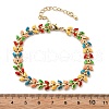 Butterfly Brass Enamel Links Bracelets for Women BJEW-B125-01G-5