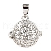 Rack Plating Brass Bead Cage Pendants KK-D025-01D-P-1
