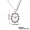 Fashionable Brass Enamel Oval Evil Eye Pendant Necklaces with Black Shiny Cubic Zirconia SO6583-3-1