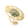 Natural Aquamarine Beads with 304 Stainless Steel Cuff Rings RJEW-Q017-01G-C-3
