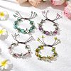4Pcs Electroplated Natural Natural Rose Quartz & Amethyst & Green Aventurine Olive Jade Chip Bead Braided Bead Bracelets for Women BJEW-TA00610-1