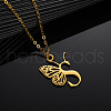 304 Stainless Steel Butterfly Initial Pendant Necklaces WG80197-19-1