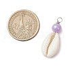 Natural Cowrie Shell & Round Acrylic Pendants PALLOY-JF03809-01-2