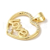 Rack Plating Brass Micro Pave Clear Cubic Zirconia Pendants KK-P267-11C-G-2