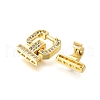 Rack Plating Brass Micro Pave Clear Cubic Zirconia Fold Over Clasps KK-V008-25G-2