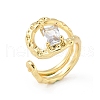 Brass Micro Pave Clear Cubic Zirconia Cuff Rings for Women RJEW-D307-01G-B-2