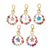 Acrylic Letter and Glass Starfish Pendant Decorations HJEW-JM03012-2