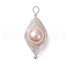 Copper Wire Wrapped Shell Pearl Pendants PALLOY-JF03115-01-3