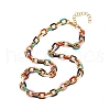 304 Stainless Steel Colorful Enamel Curb Chain Necklaces for Women NJEW-P328-01G-4