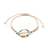 5Pcs 5 Color Natural Cowrie Shell & Glass Seed & Lampwork Evil Eye Braided Bead Bracelets Set BJEW-TA00198-4