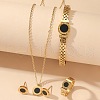 Flat Round Roman Numerals 304 Stainless Steel with Acetic Acid Pendant Necklace & Stud Earrings & Bangles & Rings FS-WGD711C-05-1