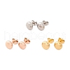 6 Pairs 304 Stainless Steel Flat Round Stud Earrings for Women EJEW-A067-20-1
