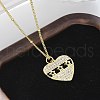 Brass Micro Pave Clear Cubic Zirconia Hollow Star Heart Pendant Necklaces for Women NJEW-M088-01G-02-1