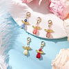 Glass Pearl & Resin Flower Rose Angel Pendant Decorations HJEW-JM03121-01-1