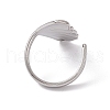 304 Stainless Steel Shell Shape Cuff Ring for Women RJEW-C045-25P-3