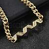 Brass Micro Pave Clear Cubic Zirconia Link Bracelets BJEW-F498-03A-G-4