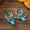 Bohemian Fringed Synthetic Turquoise Dangle Earrings LN9016-2-2