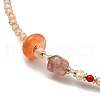 Natural Pearl & Agate & Strawberry Quartz Beaded Necklaces NJEW-M214-06G-2