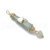 6Pcs 6 Styles Natural Carnelian & Green Aventurine & Rose Quartz & Quartz Crystal & Lapis Lazuli & Amethyst Copper Wire Wrapped Faceted Bullet Heart Pendants PALLOY-JF03482-02-4