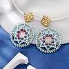 Glass Seed Bead Dangle Stud Earrings EJEW-MZ00286-02-2