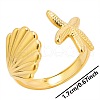 Simple Stainless Steel Starfish Shell Open Cuff Rings for Women X-NZ3094-2-1