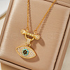 Elegant Vintage Brass Pave Colorful Shiny Cubic Zirconia Eye Pendant Necklaces for Women MM8596-1-1