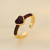 French Style S925 Sterling Silver Enamel Heart Cuff Ring for Women CV2206-3