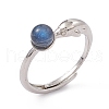 Dolphin Natural Labradorite Adjustable Rings RJEW-G273-12P-01-4
