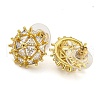 Brass Micro Pave Clear Cubic Zirconia Stud Earrings EJEW-B065-02G-2