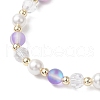 Frosted Dyed Synthetic Moonstone & Shell Pearl Round Beads Stretch Bracelets BJEW-JB11822-03-4