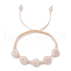 Natural Rose Quartz Rondelle Braided Bead Bracelets BJEW-TA00492-03-1