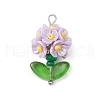 Glass Seed Beaded Flower Pendants PALLOY-MZ00521-04-1