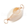 7Pcs 7 Colors Natural Cowrie Shell & Faceted Glass & Brass Bead Connetctor Charms PALLOY-JF02665-4
