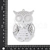 304 Stainless Steel Crystal Rhinestone Owl Connector Charms STAS-H236-09P-3