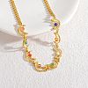 Bohemian 304 Stainless Steel & Dyed Colorful Synthetic Turquois Link Chain Necklaces for Women NJEW-M100-02G-04-1