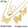 Butterfly 304 Stainless Steel with Shell Pearl Pendant Necklaces & Stud Earrings Sets FS-WGE2DA4-01-3