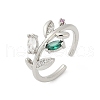 Brass Micro Pave Cubic Zirconia Cuff Rings for Women RJEW-S400-05P-4