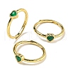 Heart Natural Dyed & Heated Green Onyx Agate Adjustable Rings RJEW-Q818-02G-04-1