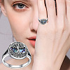 Flat Round with Tree of Life Pattern Brass with Natural Shell Finger Rings FS-WG27692-01-3