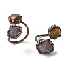 Natural Amethyst & Tiger Eye Rings RJEW-B122-04R-04-4