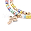 2Pcs 2 Style Glass Seed Pearl Beaded Necklaces Set NJEW-JN03936-5