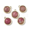 Brass Pave Natural Rhodonite Faceted Flat Round Charms G-U028-03G-12-1
