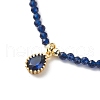 Cubic Zirconia Teardrop Pendant Necklace with Natural Kyanite Beaded Chains NJEW-JN04121-01-4