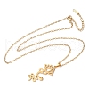 304 Stainless Steel Hollow Cut Yoga Om Lotus Flower Pendant Necklaces NJEW-Z073-02G-04-4