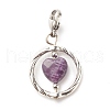 Alloy Linking Rings & Heart Natural Amethyst Pendant Decorations HJEW-JM00604-05-2