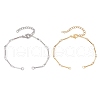 2Pcs 2 Colors 304 Stainless Steel Cuboid Bar Link Chain Bracelet Making AJEW-JB01319-1